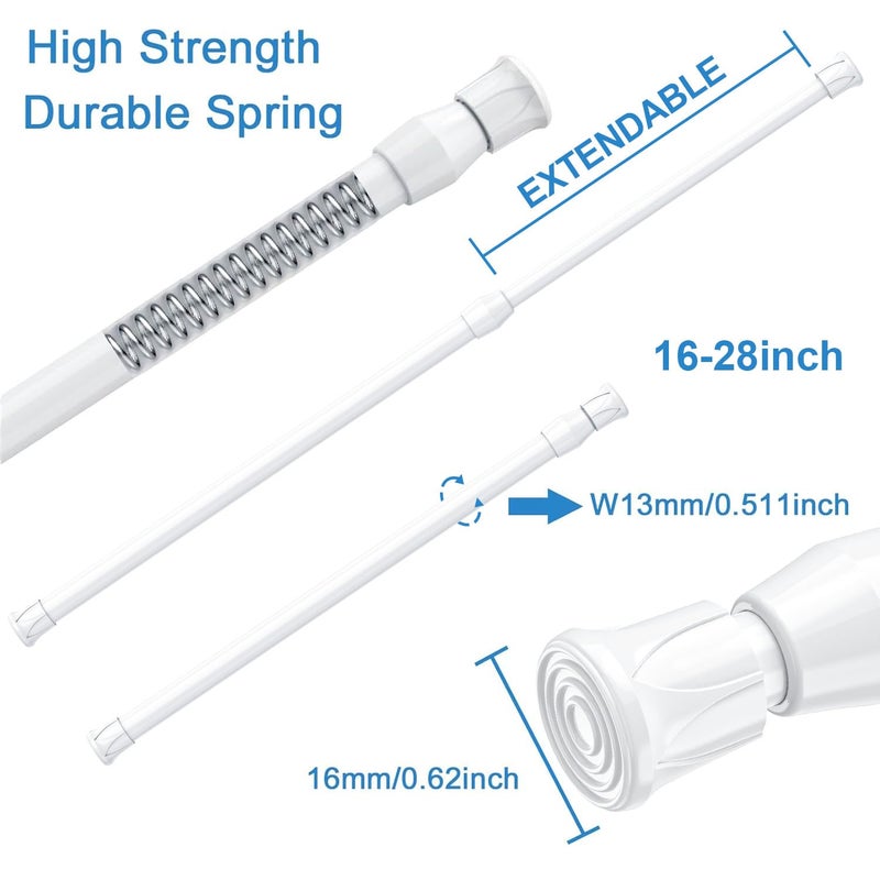 AIZESI Spring Tension Curtain Rods Short Tension Rod (White,17" to 28"-3Pcs) - Image 2